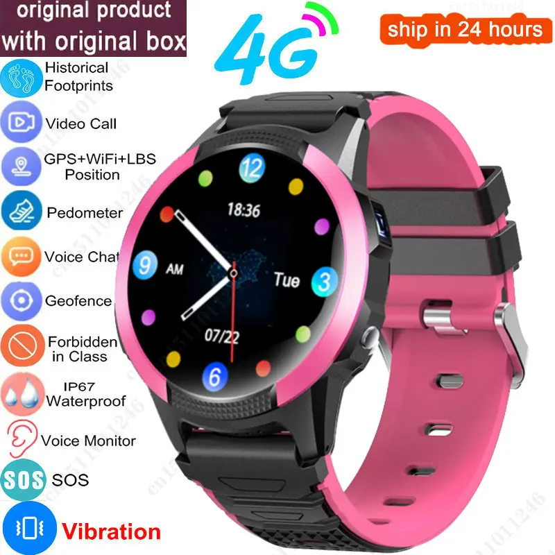 Smart Watch Kids 4G GPS WIFI Tracker Video Call SOS with Vibration Mute Mode Children's Smartwatch Baby for Android Ios Phone 