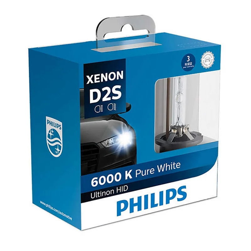 Philips D2S 85122WX 35W Xenon Ultinon HID 6000K Cool Blue White Light Auto Upgrade Headlight Bulb Flash Quick Start, Pair