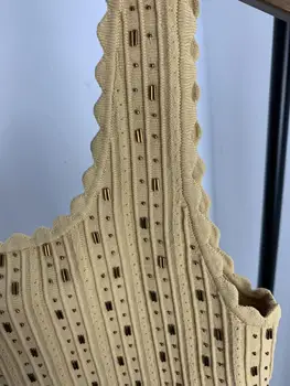 

2020 New Beadings Knitted Women Camis Ladies Slim Sexy Sleeveless Female Tank Top Short Knitwear Clothing