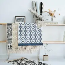 Скандинавский хлопковый льняной прикроватный коврик геометрический тканый коврик для ванной ковёр для гостиной ручной работы индийский ковер богемский коврик с принтом