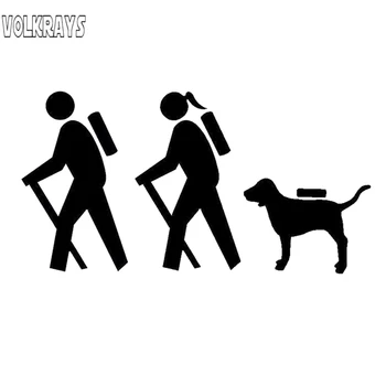 

Volkrays Fashion Car Sticker Couple Hiking Dog Backpack Camping Family Accessories Reflective Sunscreen Vinyl Decal,7cm*14cm