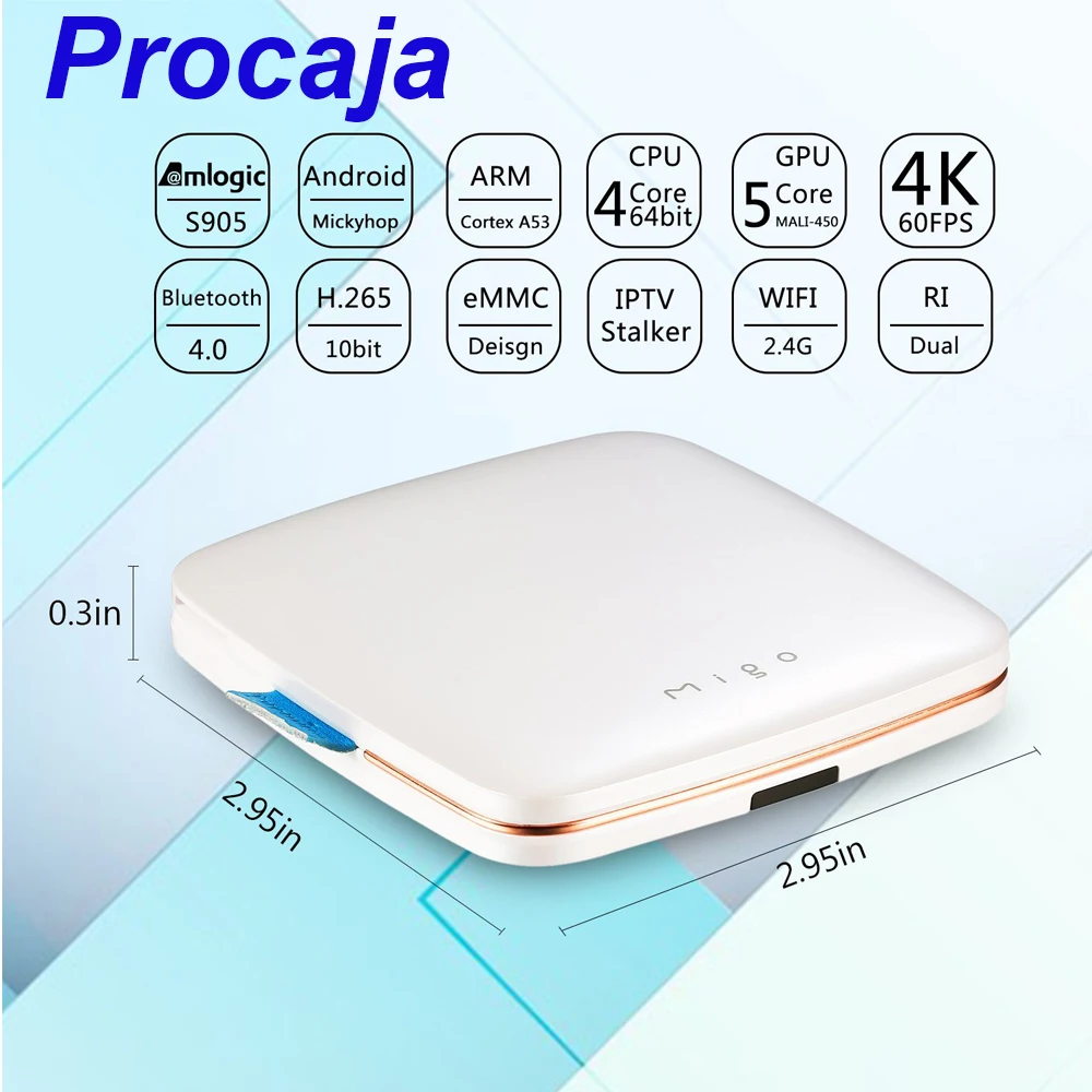 

Procaja MIGO Android TV Box Support 4K Amlogic S905 Quad-core 1G/8G 4K HDMI 2.0 Wifi BT4.0 Set Top Box