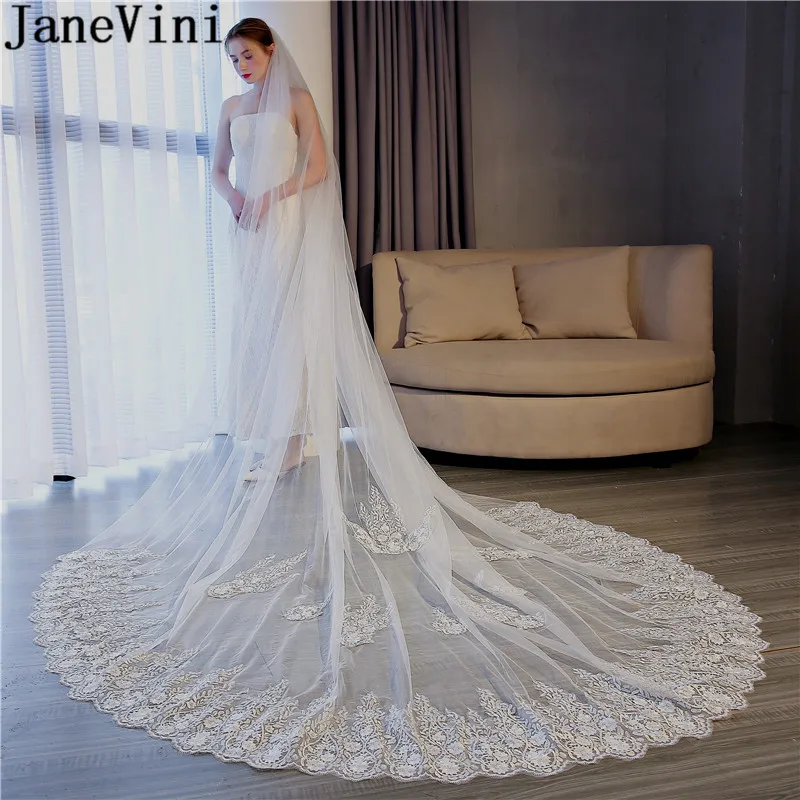 New Lace Edge Wedding Bridal Veils 2 Layer Cathedral Long Length veil With Comb 
