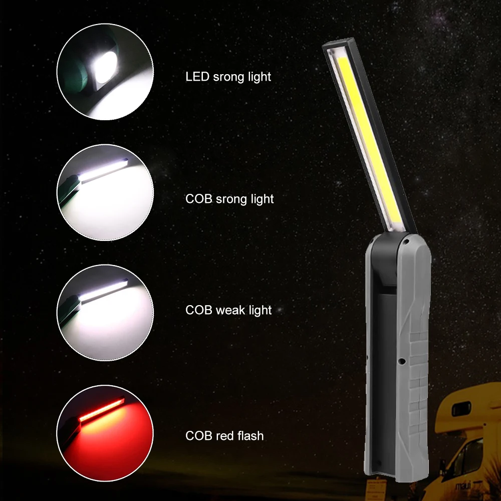Модернизированный Магнитный фонарь COB портативный прожектор Вращающийся складной портативный COB Светодиодный фонарь Перезаряжаемый USB светодиодный фонарь