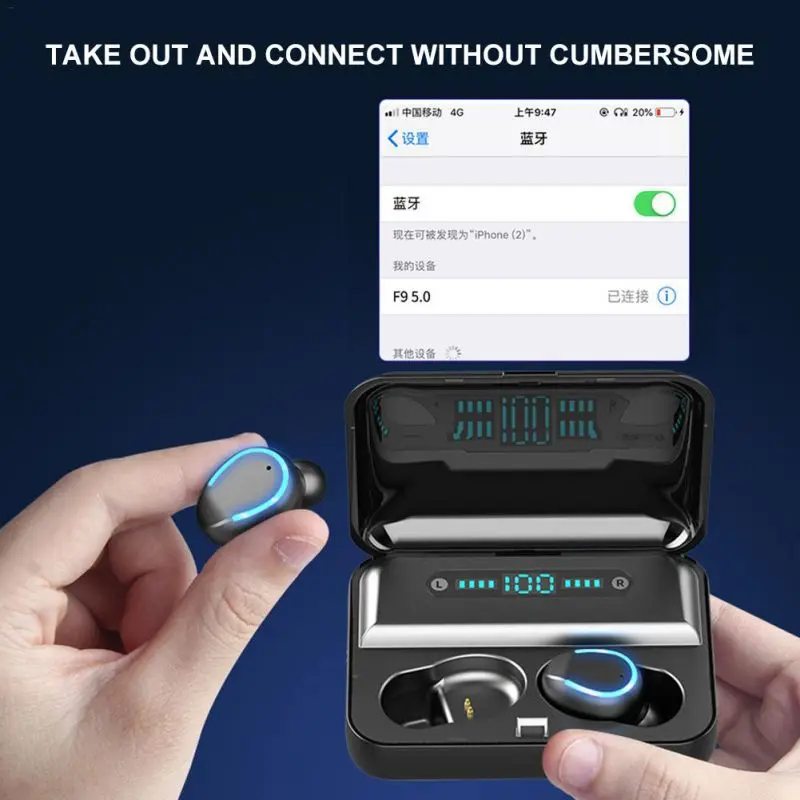Portable In ear Headphone For Bluetooth 5 0 Touch Control Wireless Sports Headset Accessories