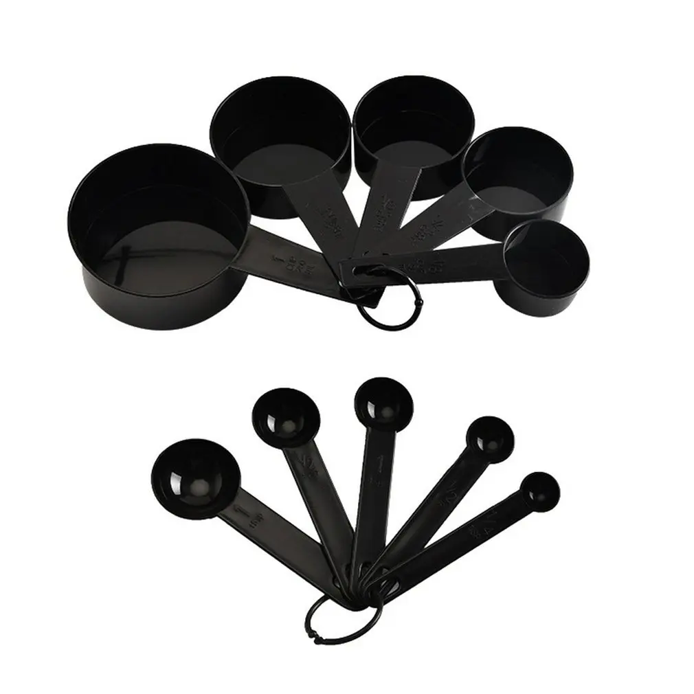 

10pcs Black Plastic Measuring Cups Measuring Spoon Cooking Tools Mini Scales Spoons for Baking Coffee Tea Kitchen Gadgets