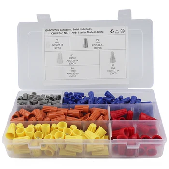 

320 PCS Twist-On Wire Connector Assortment-Yellow+Red+Blue+Gray Easy Twist-On Ribbed Cap