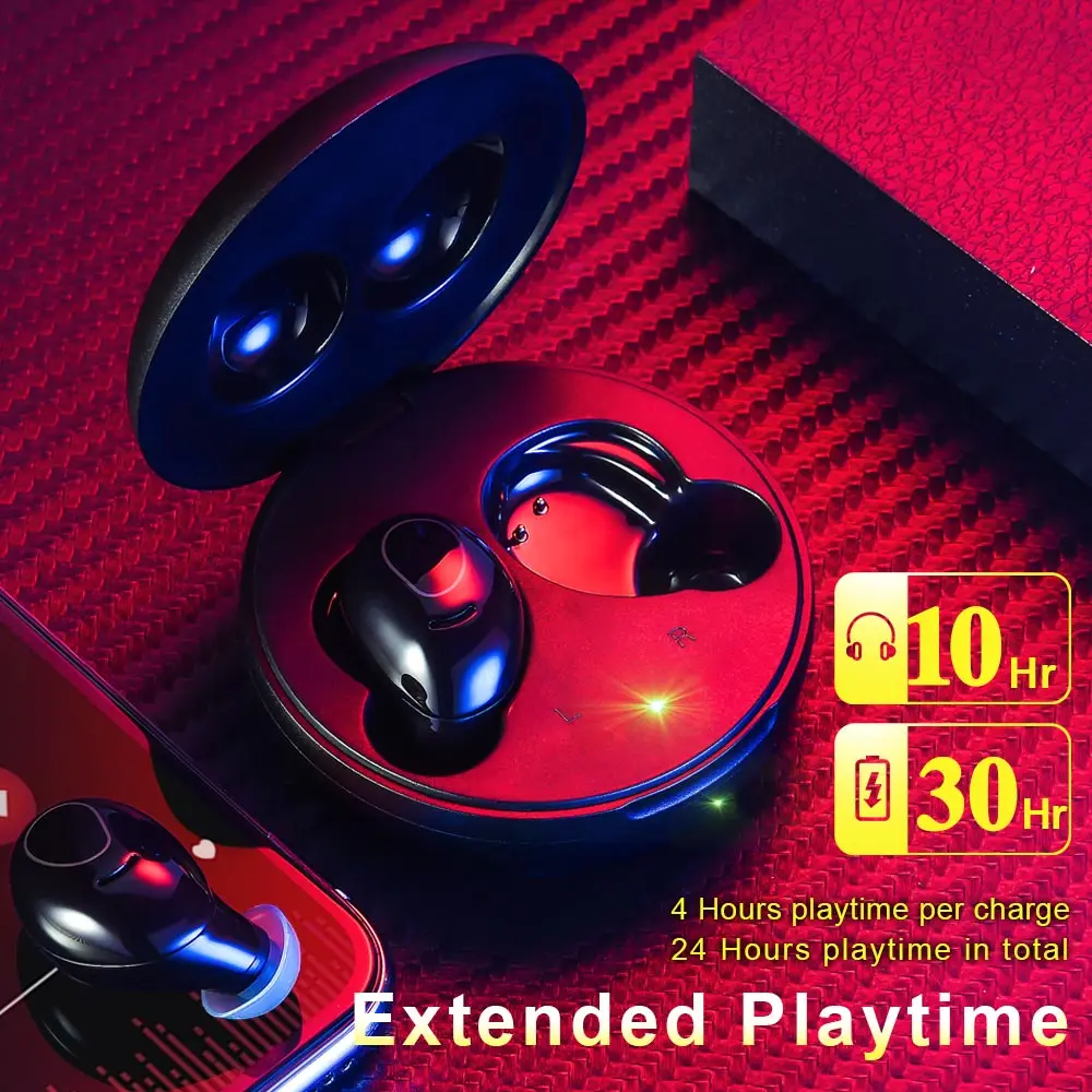 

Wireless Bluetooth Headset For All Phone Mini Portable Sport 5.0 Bluetooth 4D Stereo Sound With Mic Wireless Charging Earbud TWS