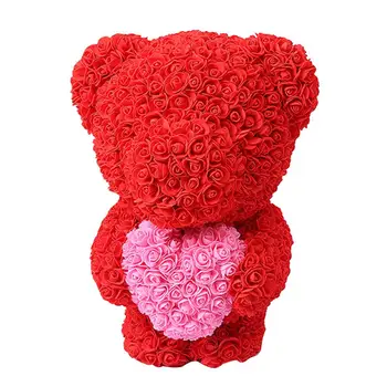 

Artificial Rose Bear Toy 2020 Romantic Valentine's Day Plush 40cm Rose Bear Gift Birthday Present Christmas Wedding Flowers