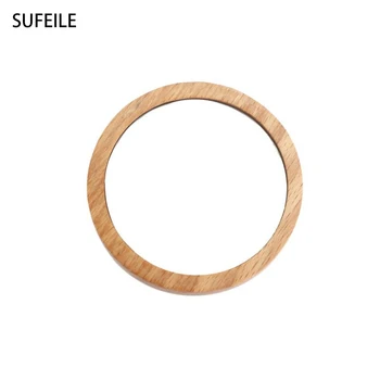 

Wooden Cosmetic Mirror Wood Pocket Mirror Small Round Portable Mirror D40