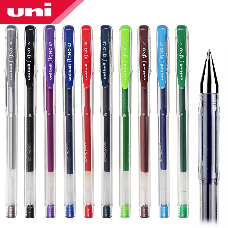 

10Pcs UNI Color Gel Pen UM-100 0.5mm Student Test Pen Black Red Blue Signature Pen Metal Nib Classic Durable 15 Color Choices