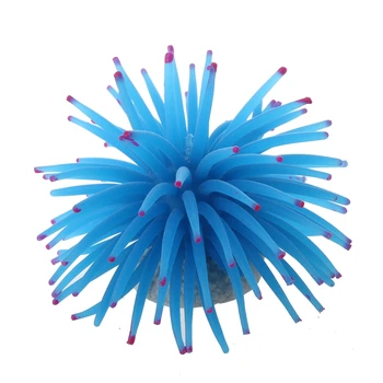 

Aquarium Decoration Soft Plastic Artificial Anemone Plant - Blue
