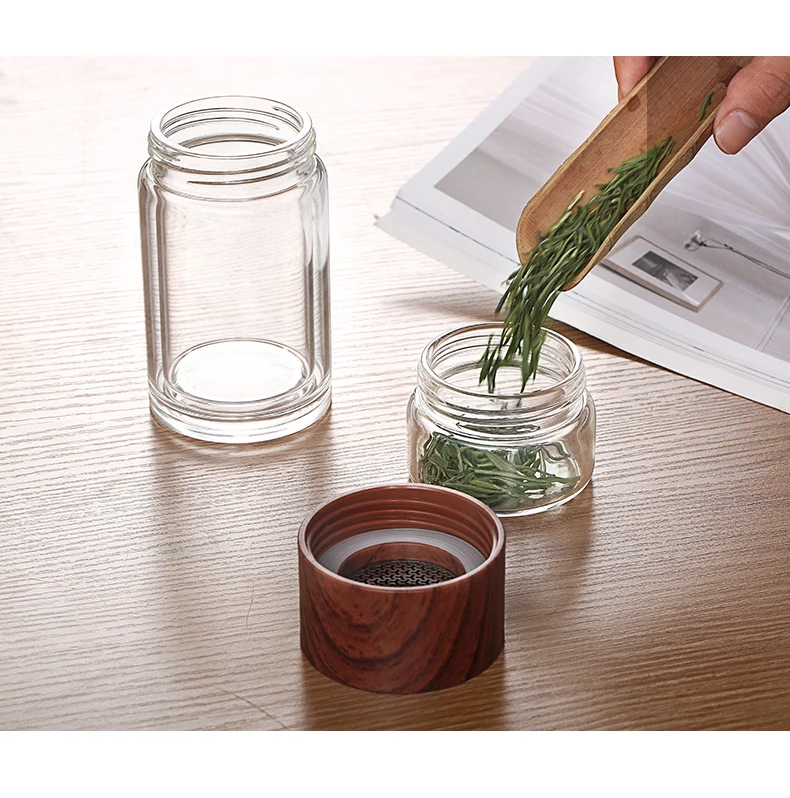Oneisall Tea Water Bottle Travel Drinkware Portable Double Wall Glass Infuser Filters The Filter Tumbler