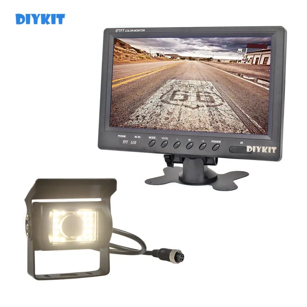 DIYKIT 9 дюймовый 4 контактный автомобильный монитор заднего вида водонепроницаемая