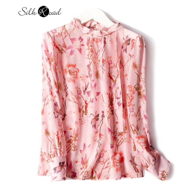 Silviye Silk Crepe-De-Chine Small Stand Collar