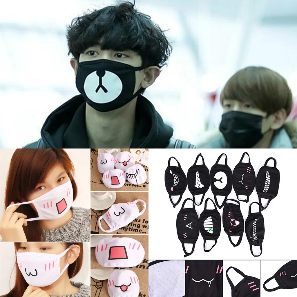 

1PC Cotton Dustproof Mouth Face Mask Unisex Korean Style Kpop Black Bear Cycling Anti-Dust Cotton Facial Protective Cover Masks