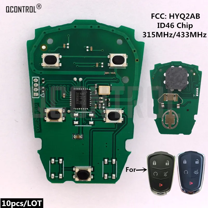 

Печатная плата QCONTROL Автомобильный Брелок дистанционного управления с ключом для Cadillac SRX/ATS/XTS/XTS-L/CTS/XT5 Escalade ESV FCC: HYQ2AB 315 МГц 433 МГц 46 чип
