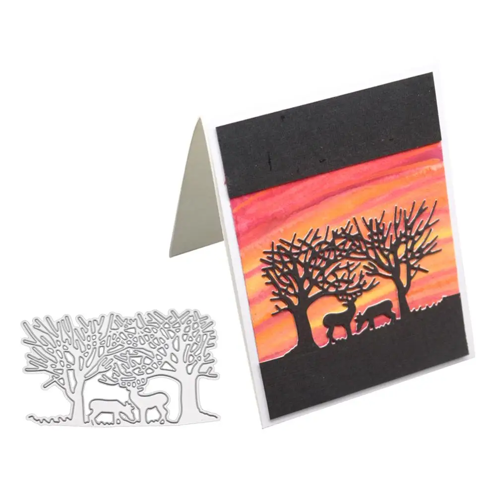 

Knife Mold Tree Frame Metal Cutting Dies Deer Stencil Scrapbooking For DIY Paper Album Cards Stamp Embossing Animal Dies 2019
