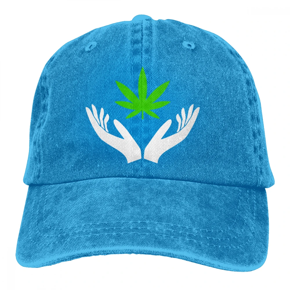 Трава руки держа лист Casquette черный унисекс Мужские Женские джинсовые бейсболка с ремешком кепки Регулируемый Гольф папа шляпа