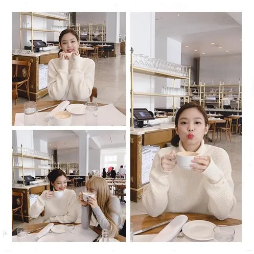 

kpop Blackpink JENNIE same Korean sweet white high collar hoodies women harajuku streetwear knitting sweatshirts female clothes