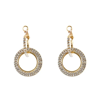 

10pair New Fashion Rhinestone Glitter Circle Round Rhinestone Earrings 4 colors optional Stud Earrings for Women R-28