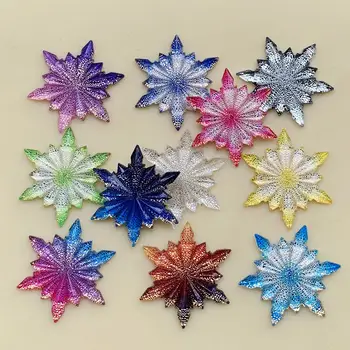 

Wholesale 80pcs Christmas snowflakes 32mm Flower Resin stick On Stones Flat Back Non Sew on rhinestone-B42
