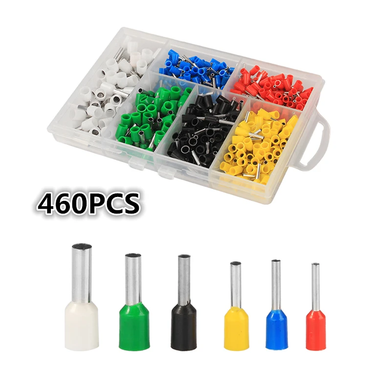 

460pcs 6-different Tube Bootlace Crimp Terminal 0.25-6mm 23-10AWG Insulating Terminal Bootlace Ferrules Kit Wire Copper Crimp