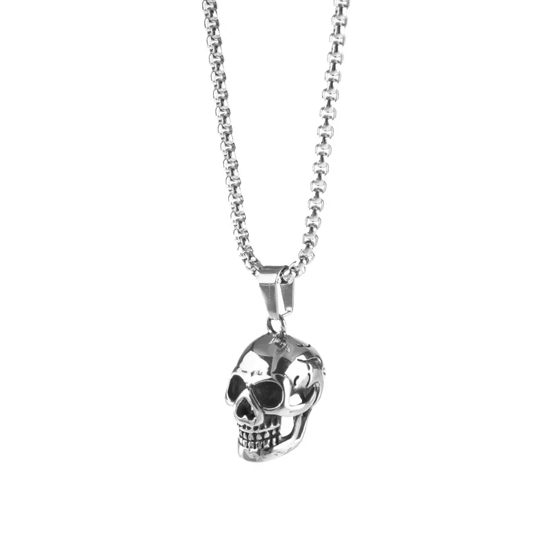 Мужское ожерелье в стиле панк с черепом, Трендовое ювелирное изделие из нержавеющей стали для мальчиков, хип-хоп готическое длинное ожерелье с подвеской, модные вечерние подарки для бойфренда