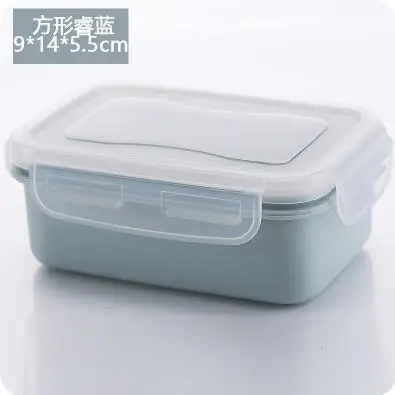 A-Rectangle blue Urijk 280/380 мл мини пластиковый Ланч-бокс контейнер Bento box круглый/прямоугольный контейнер для еды контейнер с крышкой герметичный - Цвет: A-Rectangle blue