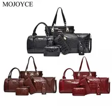 6 шт./компл., одноцветные сумки на плечо с рисунком аллигатора, клатч, кожаные женские сумки для карт, женская сумка через плечо с ручкой сверху