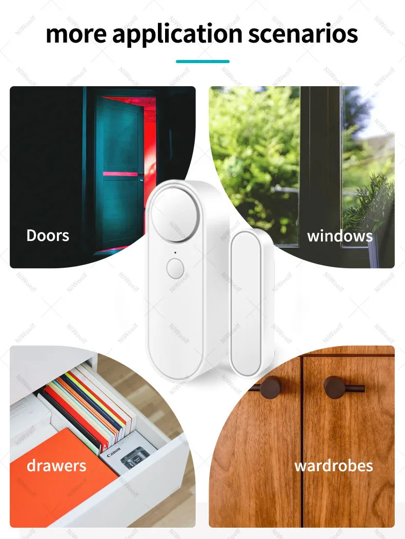 sound alarm device Tuya WiFi Door Sensor Sound Alarm Smart Life APP Door Open/Closed Detectors Window Detector Support Alexa Google Home panic button bluetooth