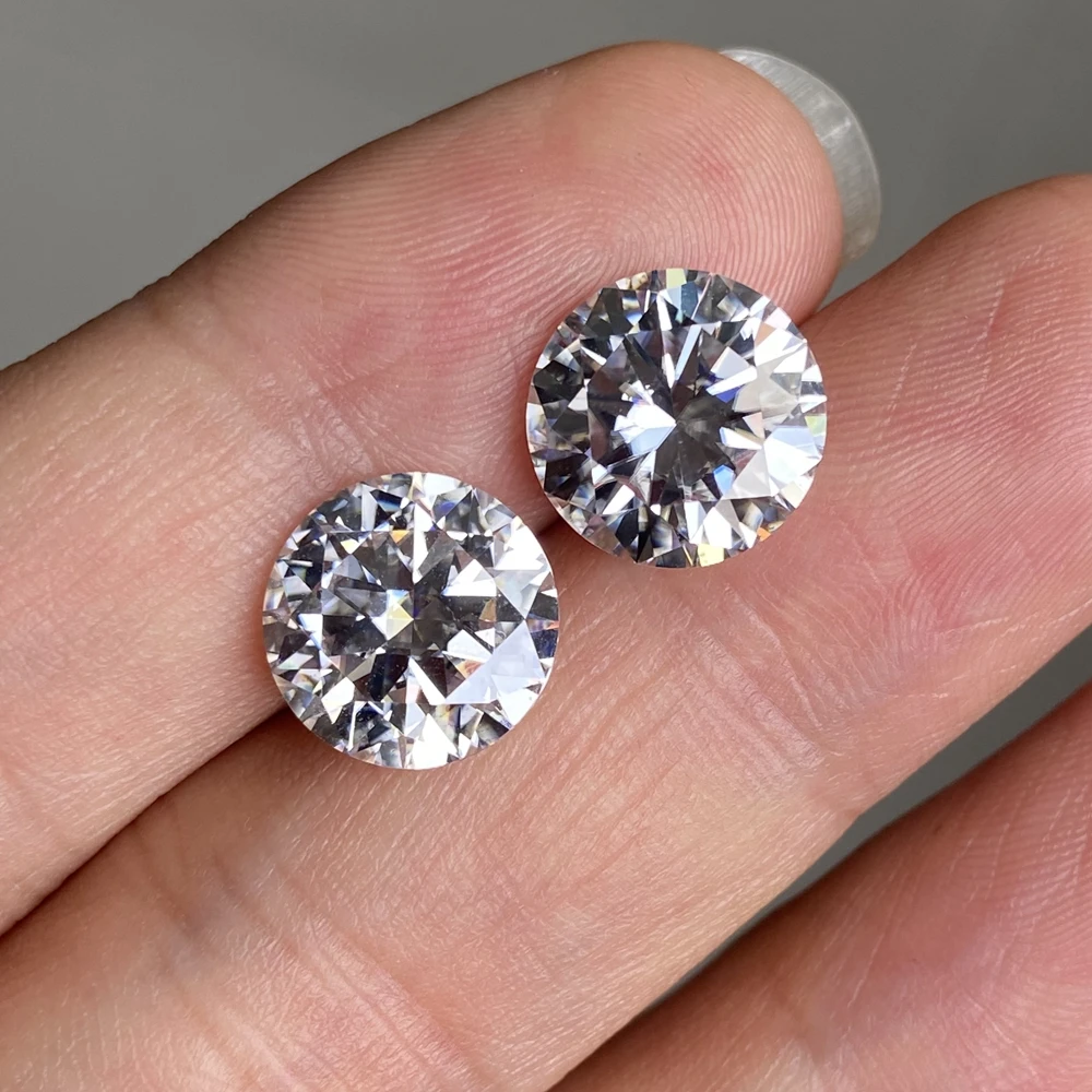 14mm Round Brilliant Cut VVS1 White GH Moissanite Diamond 10 Carats GRA Lab Grown Gemstone In Stock