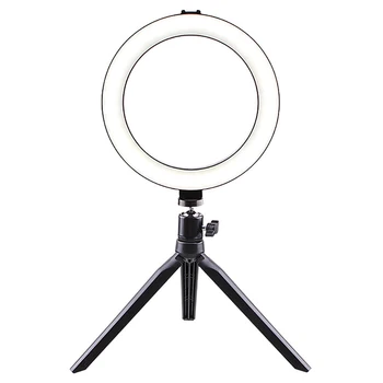 

8 Inch Selfie Ring Light with Tripod Stand and Cell Phone Holder with 3 Light Mode and Adjustment Level Brightness for Live Stre