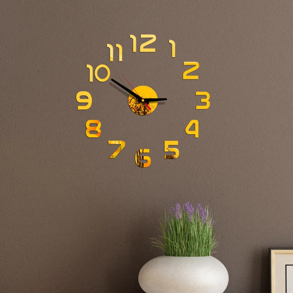 Новые Настенные Часы Horloge DIY настенные часы 3D зеркальная поверхность наклейка для