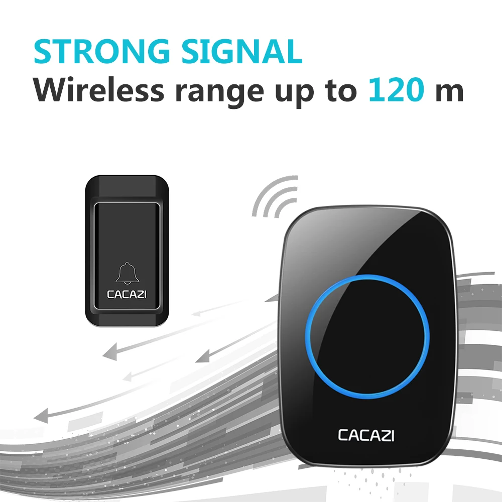 Водонепроницаемый беспроводной дверной звонок CACAZI без батарейки 120 м|wireless doorbell