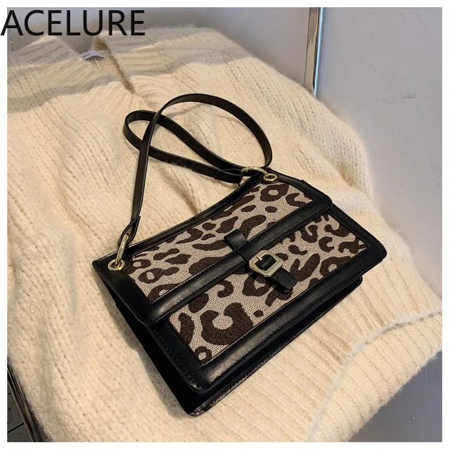 BS ACELURE Fashion Leopard PU Leather Small Handbag Women New Autumn and Winter Fashion Crossbody Bag Ladies Square Bag Fem Tote 3