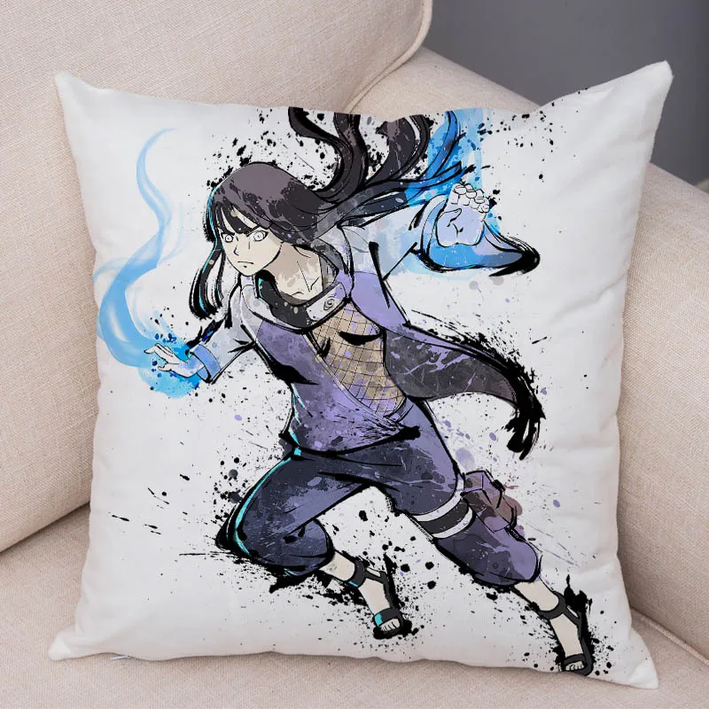 14 Japan Anime NARUTO Chinese Ink Pillowcase Cartoon Cushion Cover for Sofa Home 45*45cm Super Soft Short Plush Decor Pillow Case - Цвет: 14