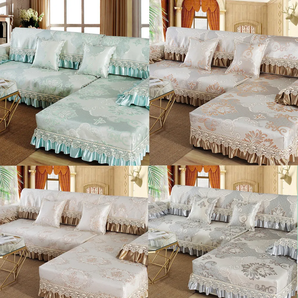 

Luxury soft Ice silk sofa cushion L shape couch cover combination kit of all-inclusive Non-slip sofa covers for living room