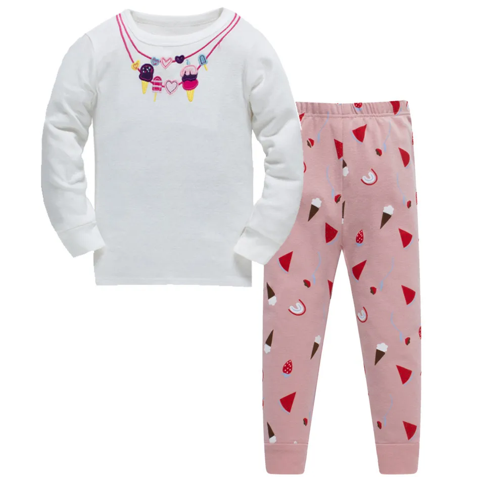 Детские пижамные комплекты с цветочным рисунком; Одежда для девочек; костюм из 2 предметов; одежда для сна; ночная рубашка; Детская домашняя одежда; Хлопковая пижама - Цвет: 8