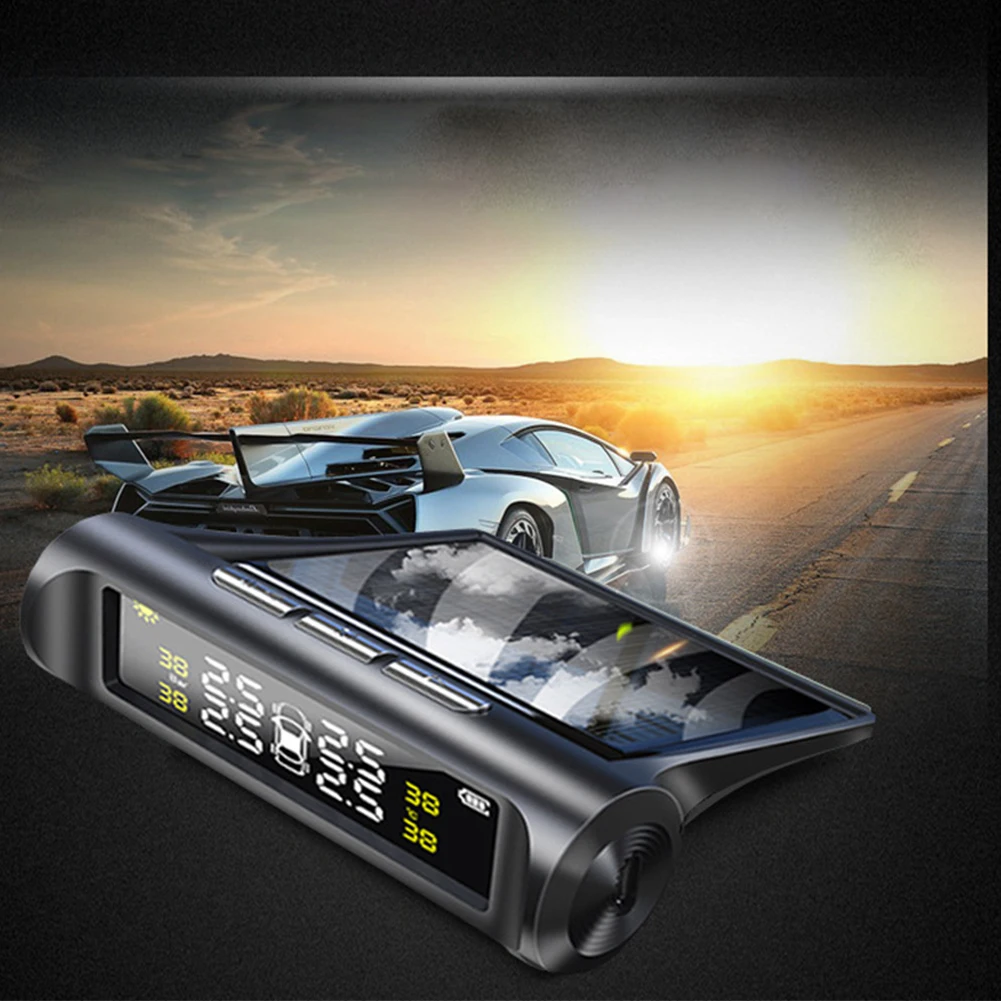 Автомобильный датчик давления в шинах USB или солнечная зарядка системы мониторинга давления ЖК-дисплей 4 внешних датчика автомобиля TPMS