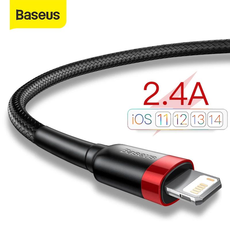 USB кабель Baseus для iPhone 12 11 Pro Max Xs X 8 Plus 2 4 А быстрой зарядки 7 SE зарядный передачи