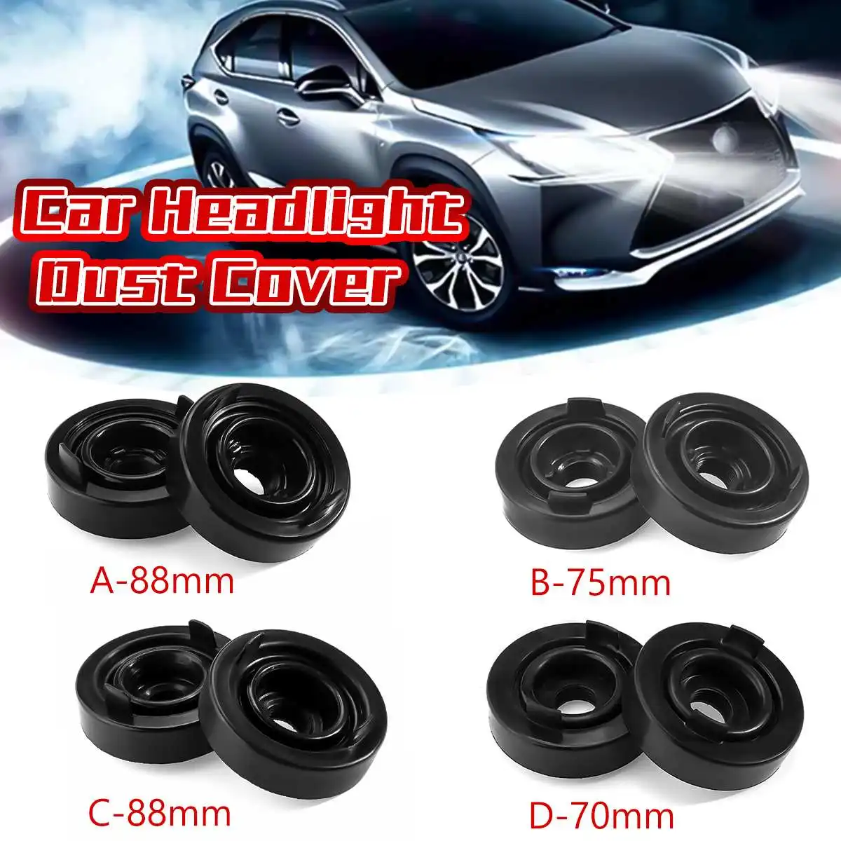 

2X Car Headlight Rubber Dust Cover Cap HID LED Headlight Light Lamp Bulb Waterproof Dustproof Sealing Headlamp 70mm 75mm 80mm