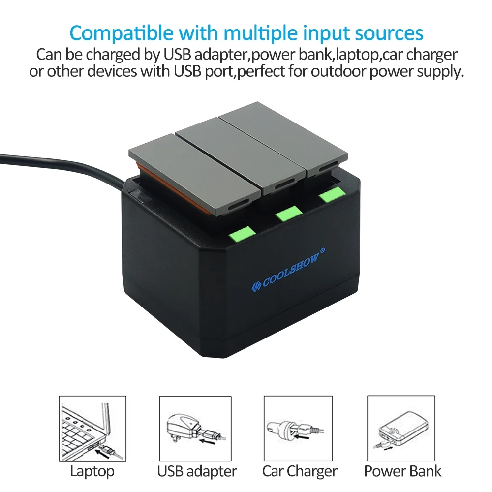 Carregador para Dji Baterias Pces Bateria 1 Rápido 3-channel Usb Osmo Ação Câmera Nova 3 1300 Mah - Image 4
