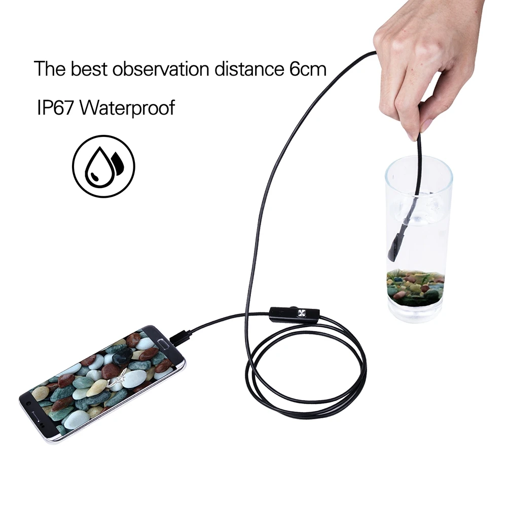 Dual Lens Endoscope Camera With Light, 7mm Mechanic Borescope Inspection Camera