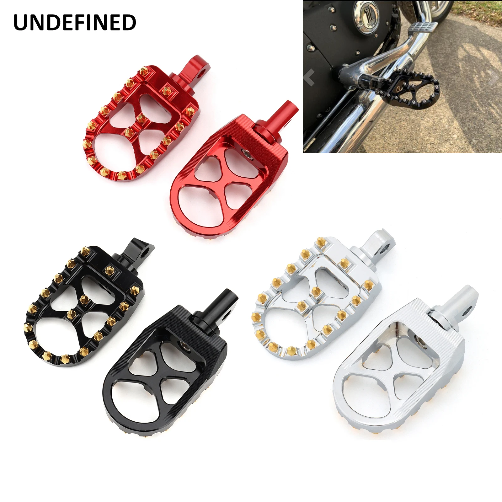 Wide Foot Pegs MX Style 360 Roating CNC Fat Footrest Chopper Bobber For Dyna Sportster Iron 883 Fatboy Wide Glide Low Rider FXDL Black 