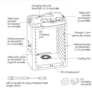 

Disk Storage Tower Charging Dock Universal Desk Game ABS Heat Resistant Handle Seat Black Stable Multifunction Stand For XBOXONE