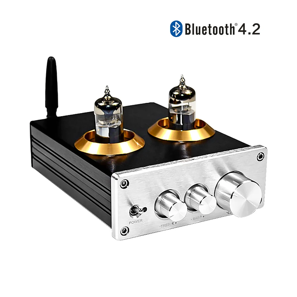 AIYIMA Stereo Buffer 6J5 (Upgrade 6J1) Bluetooth 4.2 Tube Preamplifier HiFi Amplifier Preamp With Treble Bass Tone Ajustment amp for bass guitar Audio Amplifier Boards