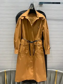 

2020 Spring autumn Chic women's high quality hooded Trench coat Fashion brand new design overcoat B599