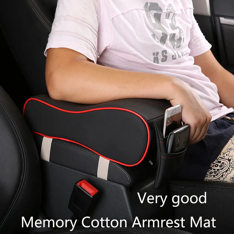 

KKYSYELVA Car Armrest cushion raised cushion memory cotton leather fabric car armrest cushion suitable for 99% car type armrest