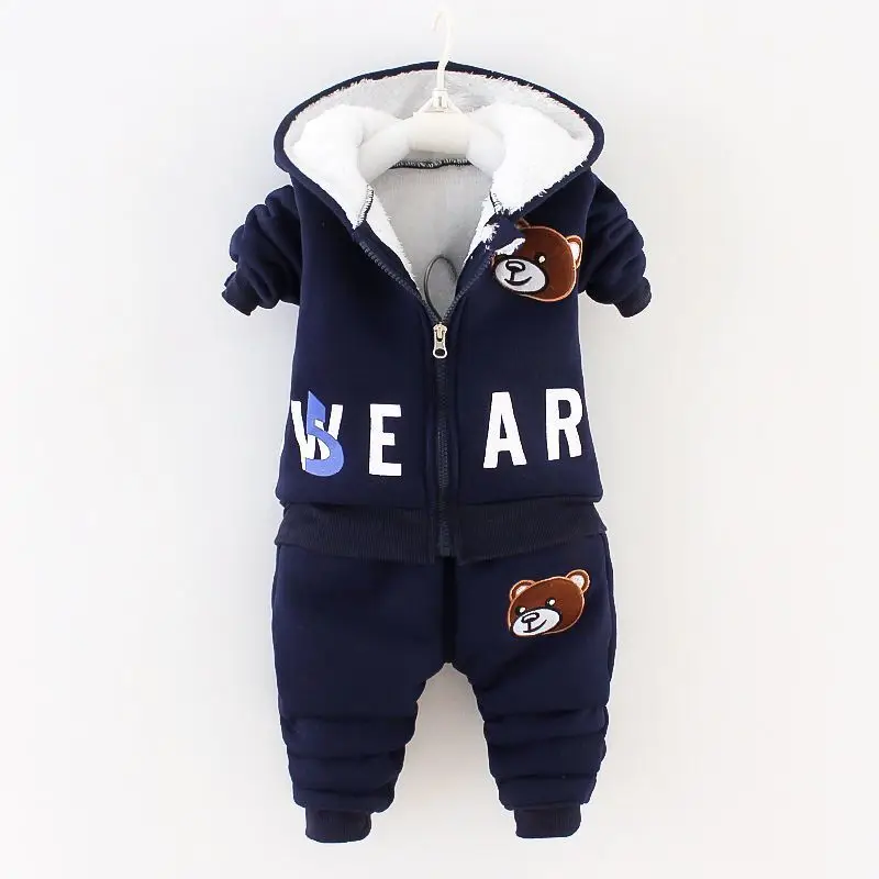 Dicken Plüsch Warme Kleinkind Baby Jungen Kleidung Set Winter Cartoon Dinosaurier Kleidung Sets Für Jungen Hoodies Jacke Und Hosen Kinder anzug